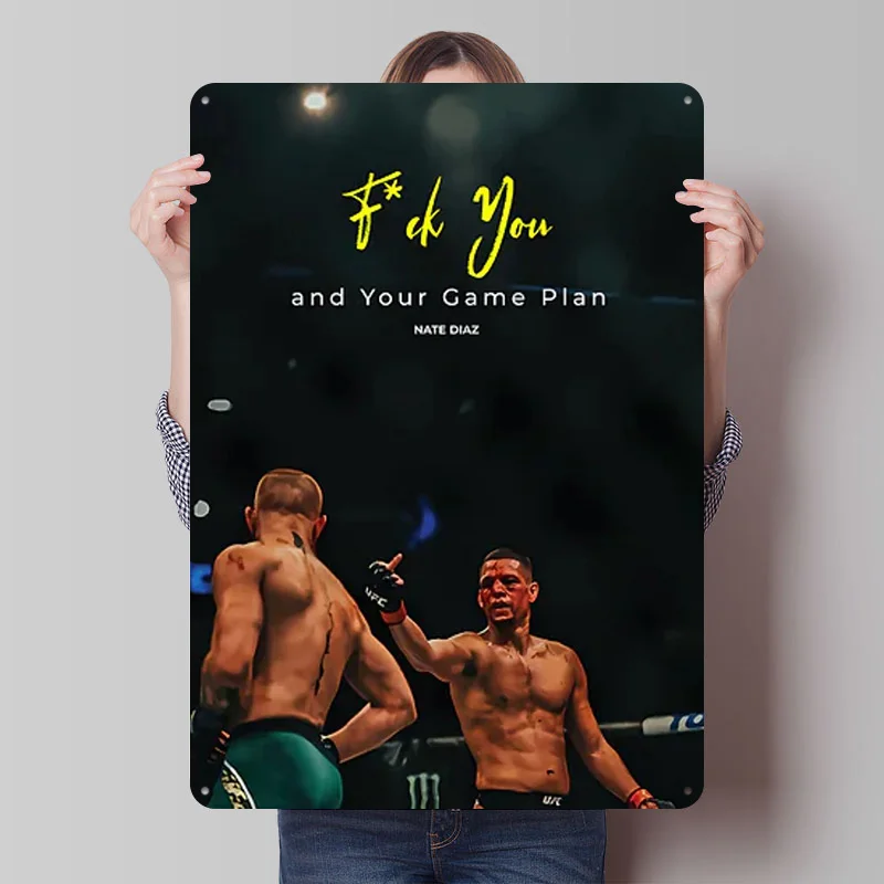 Nate Diaz UFC Metal Poster Tin Signs Wall Art Home Decor Custom Metal Sign for Home Decoration Living Room Decoration Gaming