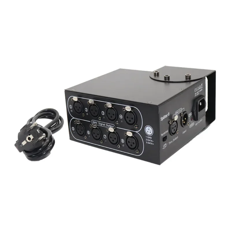 

8 Way DMX Splitter High Quality Stage Light Effect Signal Repeater DMX512 Signal Distributor