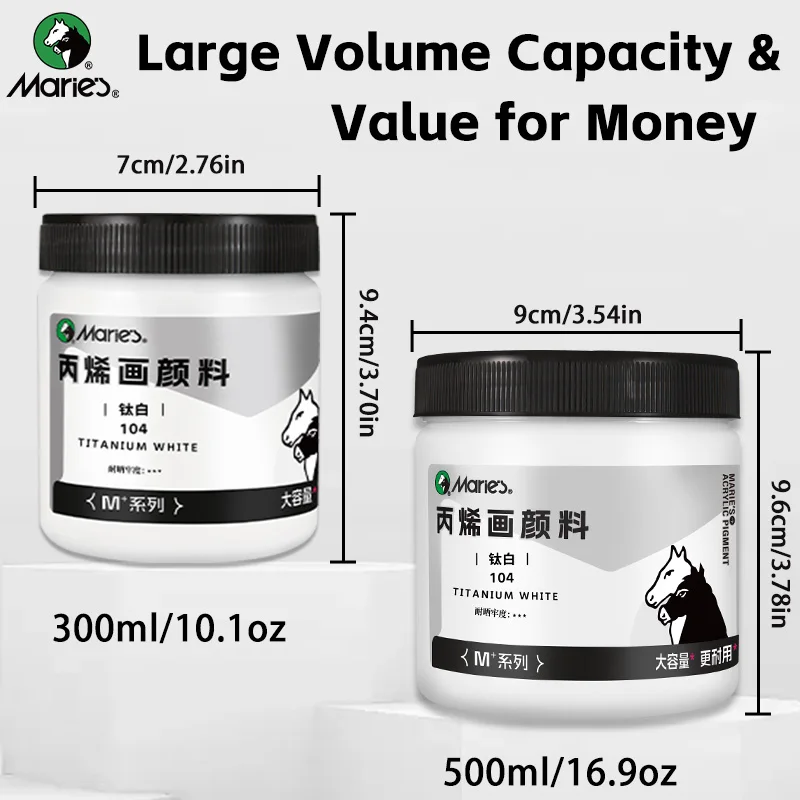 Marie's Titanweißes Acrylfarben-Set, 300/500 ml (10,1/16,9 oz), großes Volumen für Modelle, Eier, Keramik, Leinwand, Stein, Künstler – Detail 6