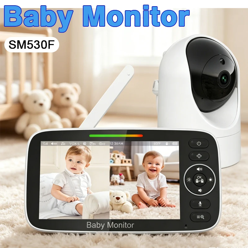 SM530F Baby Monitor Camera 1080P 4XZoom Pan Tilt No Wifi Two Way Audio VOX Night Vision Temperature Sensor Baby Sleep Monitor
