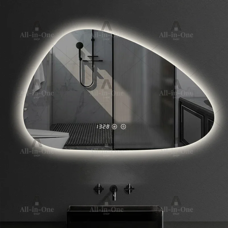 Modern Creative Mirror for Bathroom Art Led Light Defogging Decorative Mirrors Fashion Irregular Household Mirrors for Bedroom
