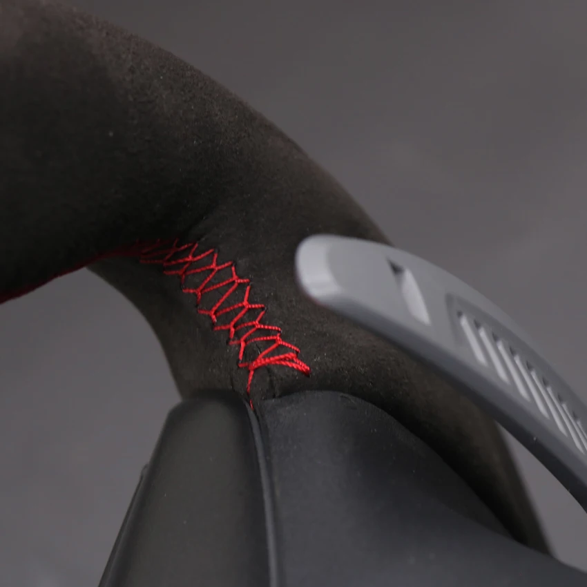Black Faux Carbon Suede Car Steering Wheel Cover For Ford Ranger Raptor 2019 2020 2021 2022 2023