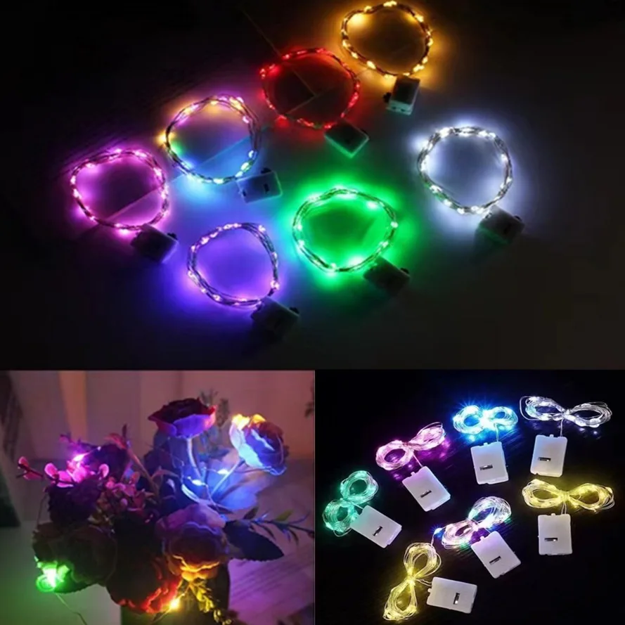 Cobre LED Fairy Lights com bateria, LED String Light, Decoração de Natal, Festa de casamento, bateria, 10, 20, 30 LEDs, 20 Pcs