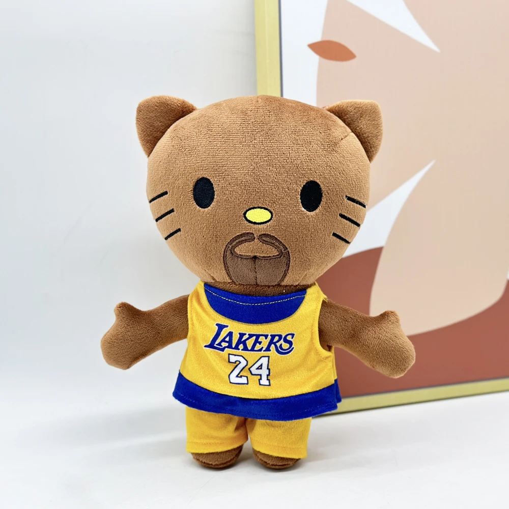 Kobe Hello Kitty Plush Doll with 24th Basketball Vest Clothing Plushies Figure Stuffed Toy Cute Kids Boys Girl Birthday Gift