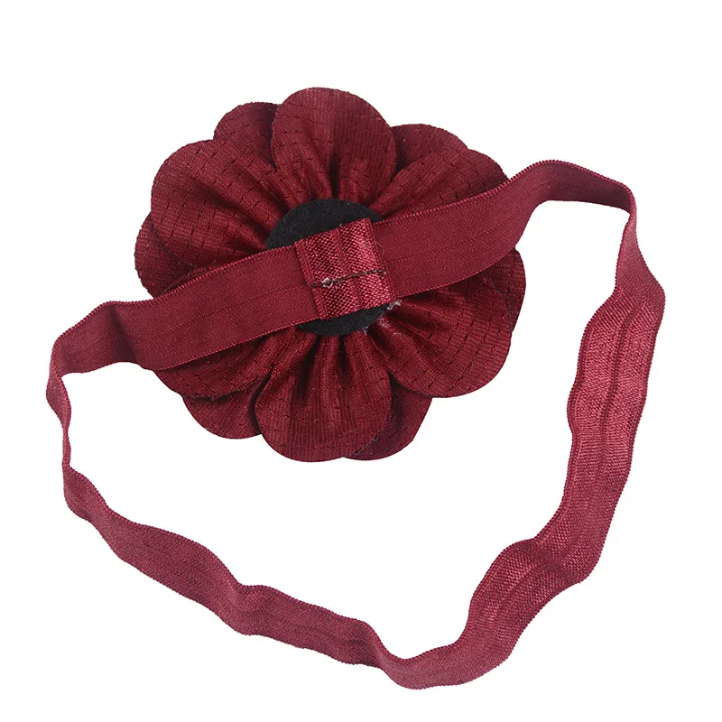 Diadema elástica de flores para bebé de 1 piezas y 2 años, bandana de Color sólido hecha a mano con perlas de doble capa, accesorios para el cabello, regalos