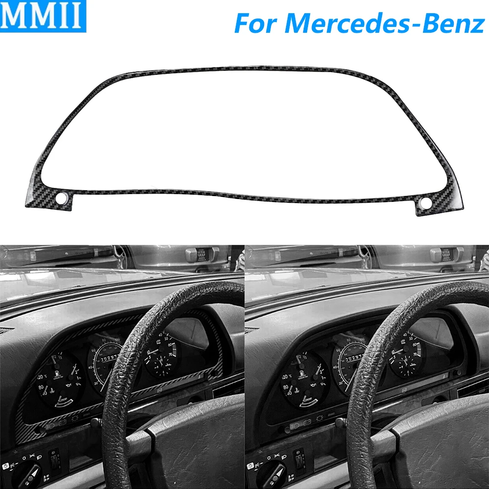 For Mercedes-Benz S-Class W126 1980-1991 Real Carbon Fiber Instrument Speedometer Frame Panel Cover Trim Car Accessories Sticker