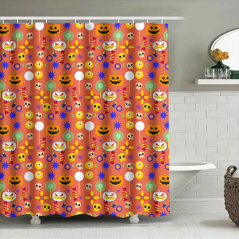

Tuniu милый Хэллоуин череп занавеска для душа забавный жуткий узор тыквы для детей мальчиков и девочек