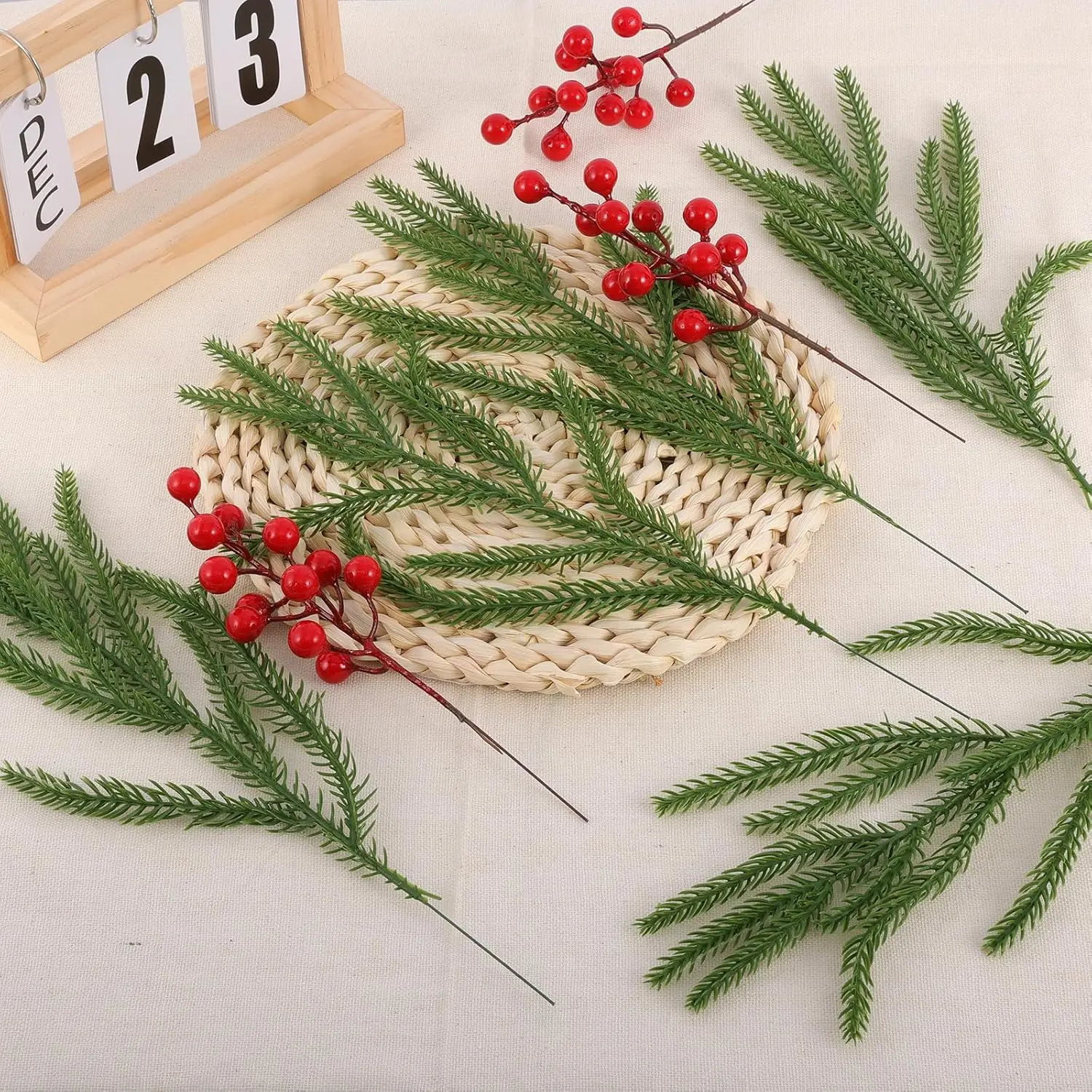 5/10 Stück künstliche Pflanzen, Kunststoff-Tannennadeln, Weihnachtsbaum, Heim- und Raumdekoration, Festival, Outdoor-Garten-Zubehör, DIY-Geschenkbox – Detail 3