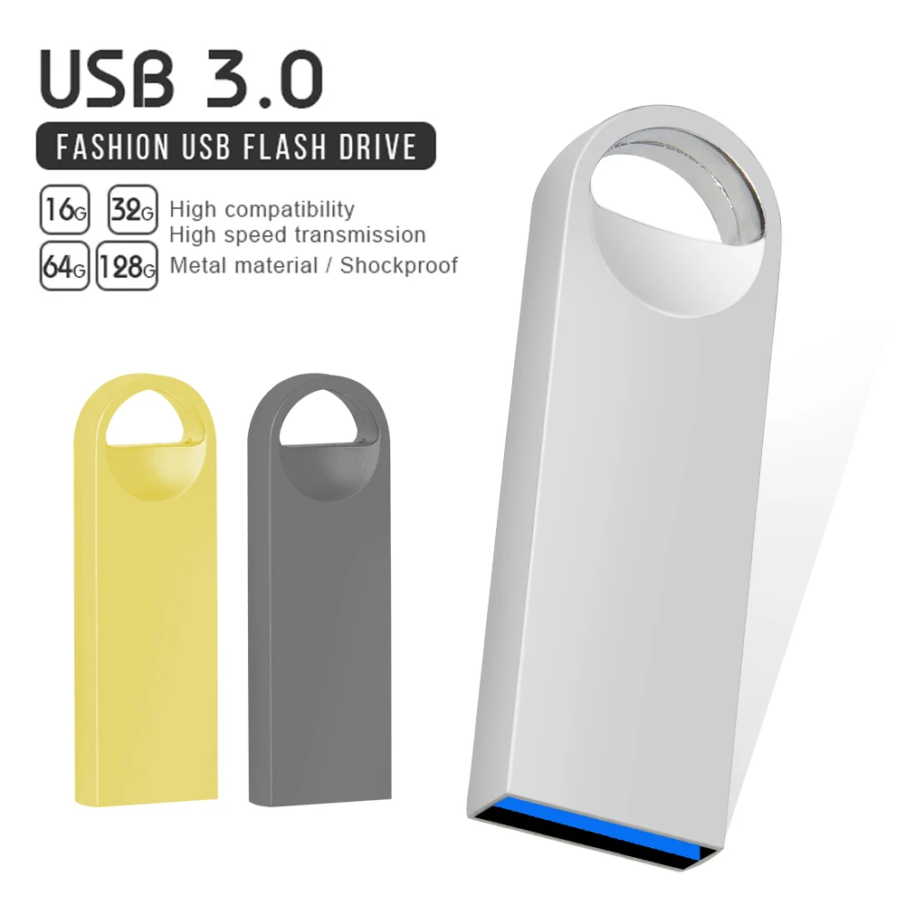 

New USB 3.0 Fash Drive 128GB 64GB 32GB 16GB 8GB pen drive флешка flash drive waterproof silver u disk memoria cel usb stick gift