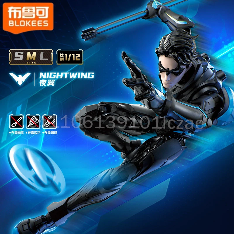 Blokees DC Hero Nightwing Champion Class 1/12 Kit de Modelo Mecha, Figura de Acción Articulada de Batman para Coleccionistas, Modelo para Armar