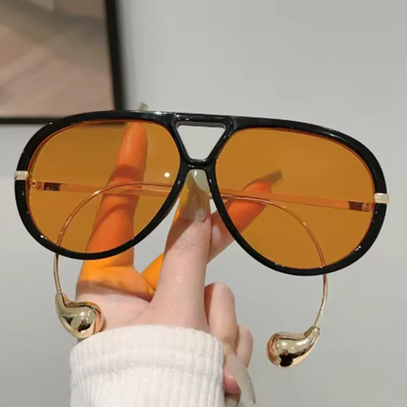 Luxury Brand Designer Oversized Pilot Sunglasses Women For Men 2025 Popular Vintage Sun Glasses Punk Double Bridge Shade UV400