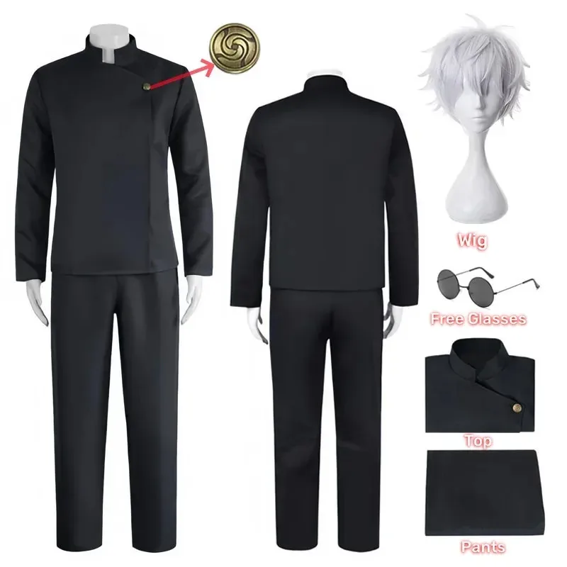 

Jujutsu Kaisen High School Gojo Satoru Cosplay Costume Uniform for Men Women Shirt Pants Wig Halloween Uniform Full Sets