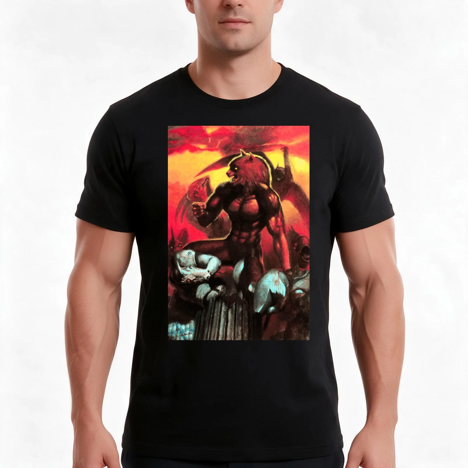 Altered Beast T-Shirt, Summer Casual Cotton Tee, Oversized Streetwear Tops, Vintage Graphic Print, Loose Fit Short Sleeve