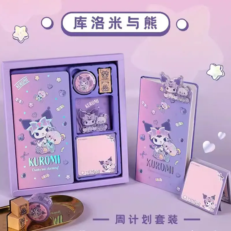 Yiwi Kinbor 산리오 쿠로미 포켓 주간 플래너 노트북 세트, DIY 주간 플랜북 선물, 88 매 91x185mm 