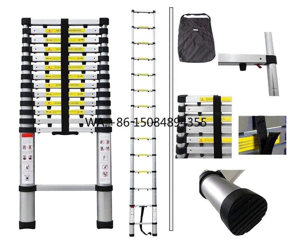 Maximum Load 150KG 12.5 Feet, USA, FREE Carry Bag, Extra Gap Telescopic Foldable Ladder