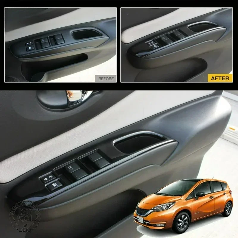 RHD For Nissan Note E12 E-power 2016-2019 ABS carbonfiber Window Switch Panel Frame glass control Cover Trim Interior Stickers