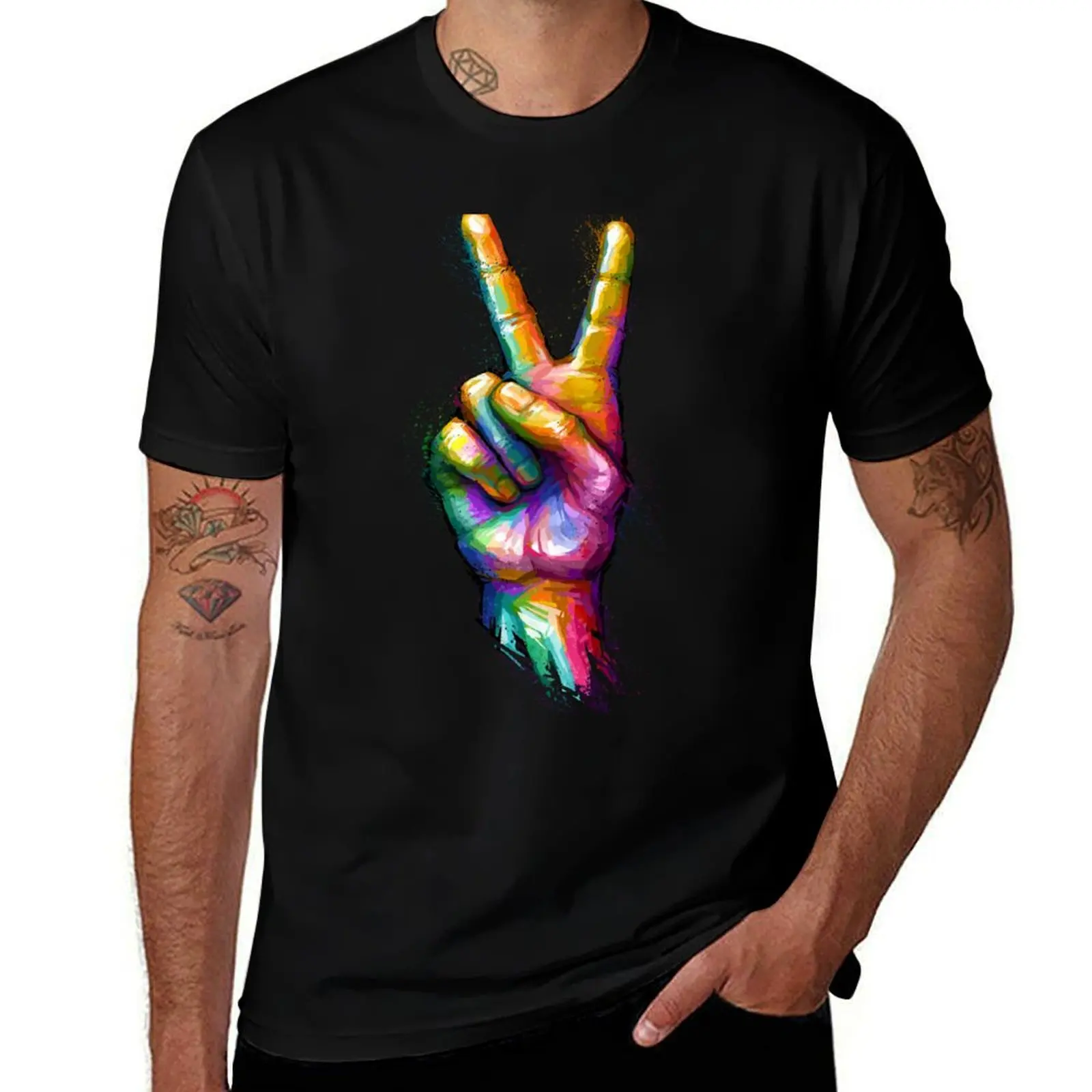 

V-Sign: Hand Gesture for Peace or Victory T-Shirt blacks luxury designer summer tops men clothing