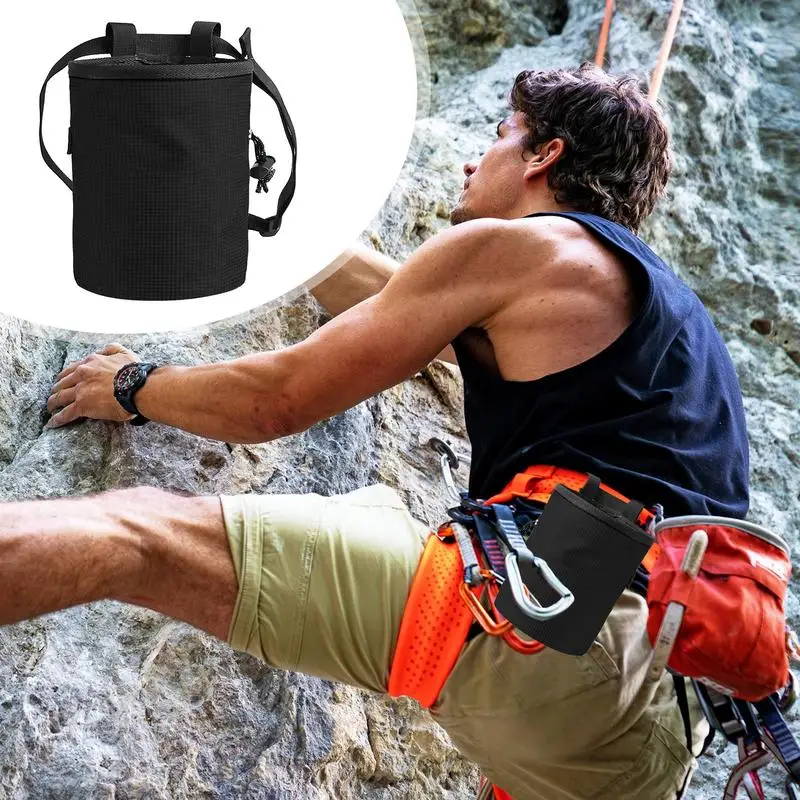 Drawstring Chalk Bag Sports Rock Climbing Weightlifting Chalk Bag Non-Slip Design Fanny Pack For Rock Climbing Weightlifting