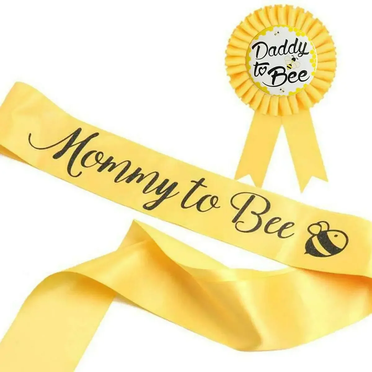 Baby Shower Party Gender Reveal Sash for Mom to Bee & Dad to Bee Badge New Dad Party Gifts Welcome Baby Sash Baby Shower Decor