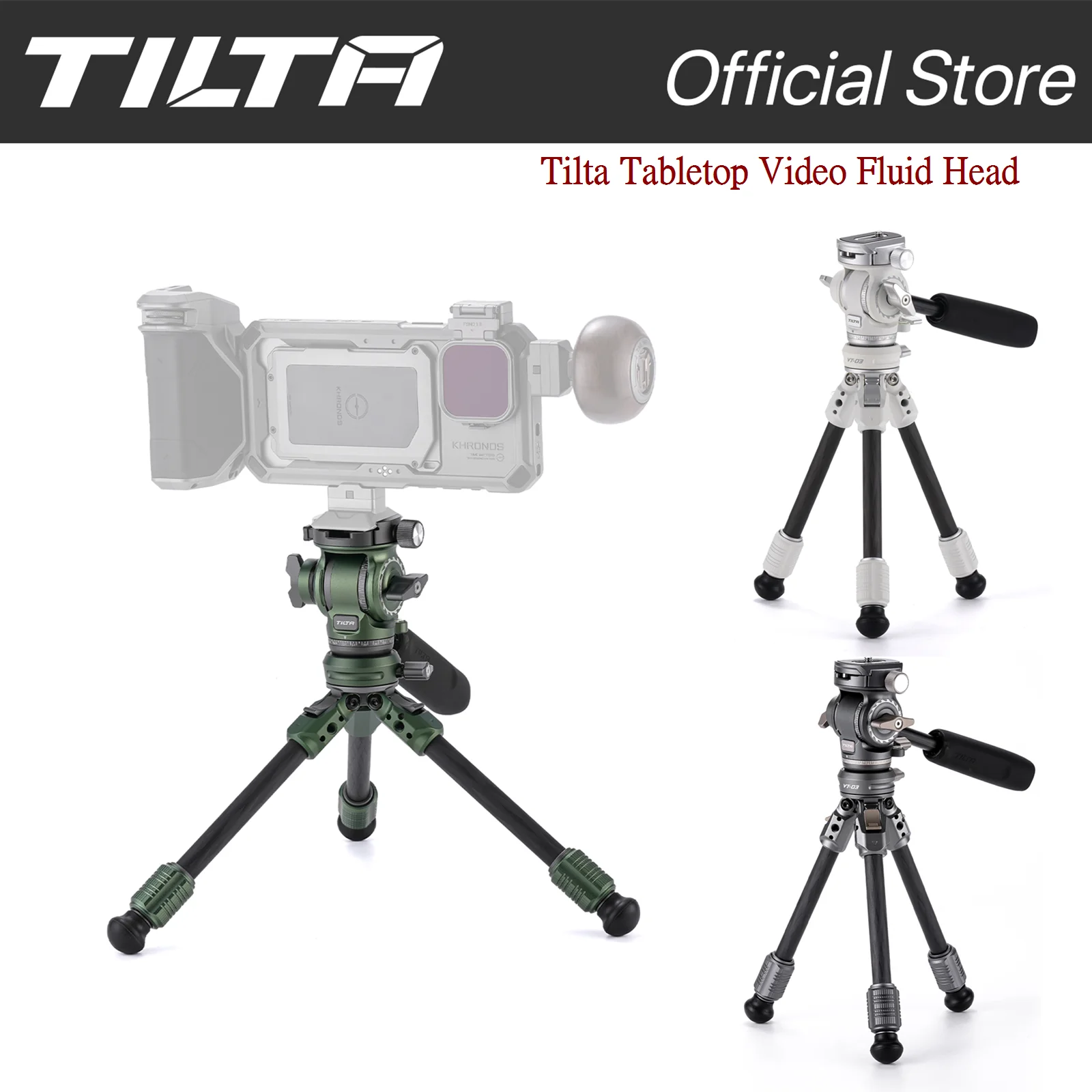 Image of TILTA TT-VT03-FB Tisch-Video-Fluidkopf mit 1-stufigen Stativbeinen aus Kohlefaser (3 kg)