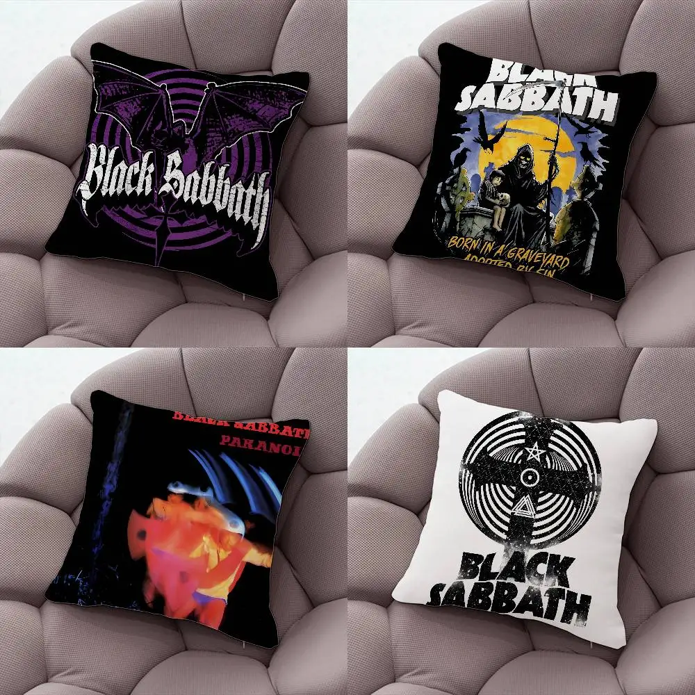 

B-Black S-Sabbath Ozzy Pillow Case Silky Short Plush With Invisible Zipper Dustproof Sofa Cushion Cover For Home Decor