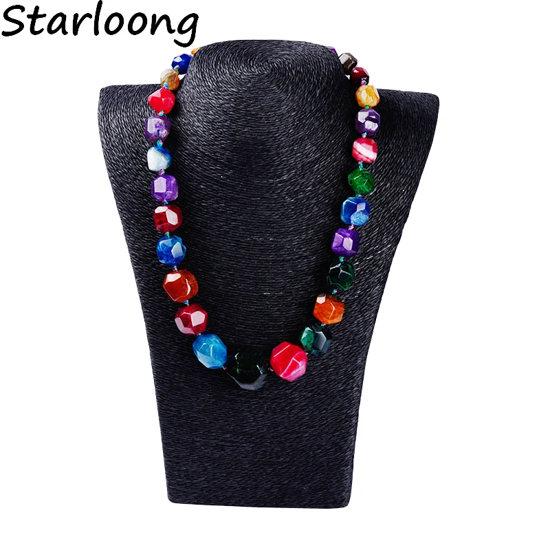 

Starloong New Fashion Jewelry 6 Colors Natural Stone Beads Semi-precious Stone Tower Chain Weaving Necklace For Women Bijoux