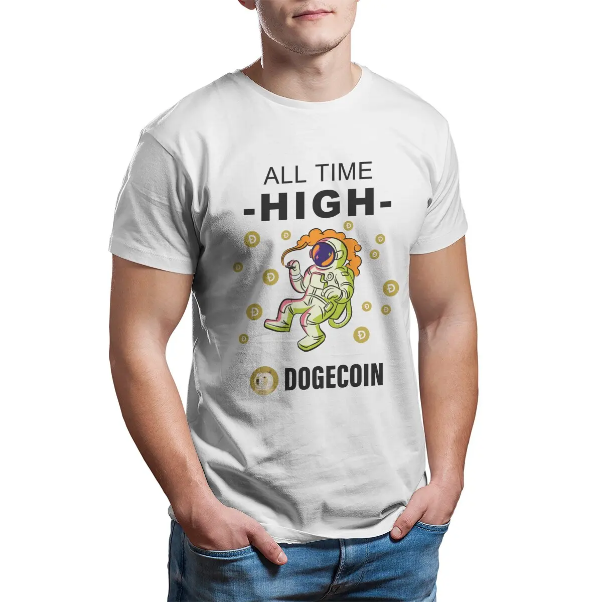 Dogecoin Crypto funny Unisex T-Shirt for Men vintage {tag} T-shirts for men Big Size 100% Cotton mens graphic tshirts