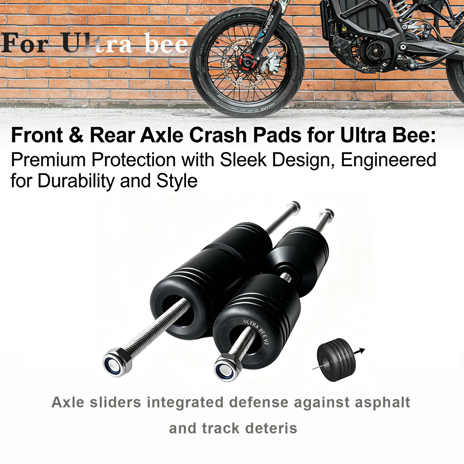 

For Ultra bee Crach Sliders Supermoto Axle sliders Front rear anti-drop nylon blocks Front and rear axle protection plate