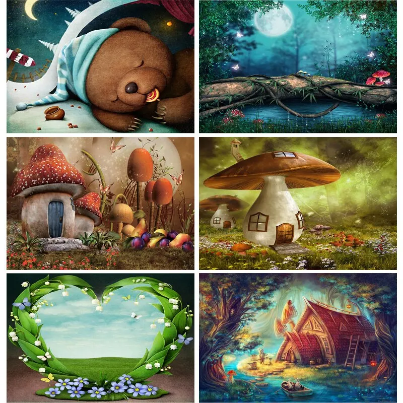 SHUOZHIKE Art Fabric Dream Forest Castle Fairy Tale Photography Backdrops Cartoons Photo Background Studio Props 21405FMX-03