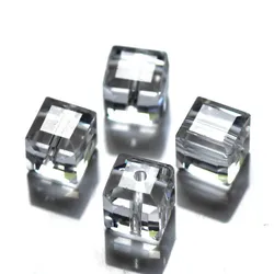 AAA 200pcs 4x4mm Loose DIY Cube Shape Crystal Glass Beads for Fashion Jewelry Needle Working Spacer Bead