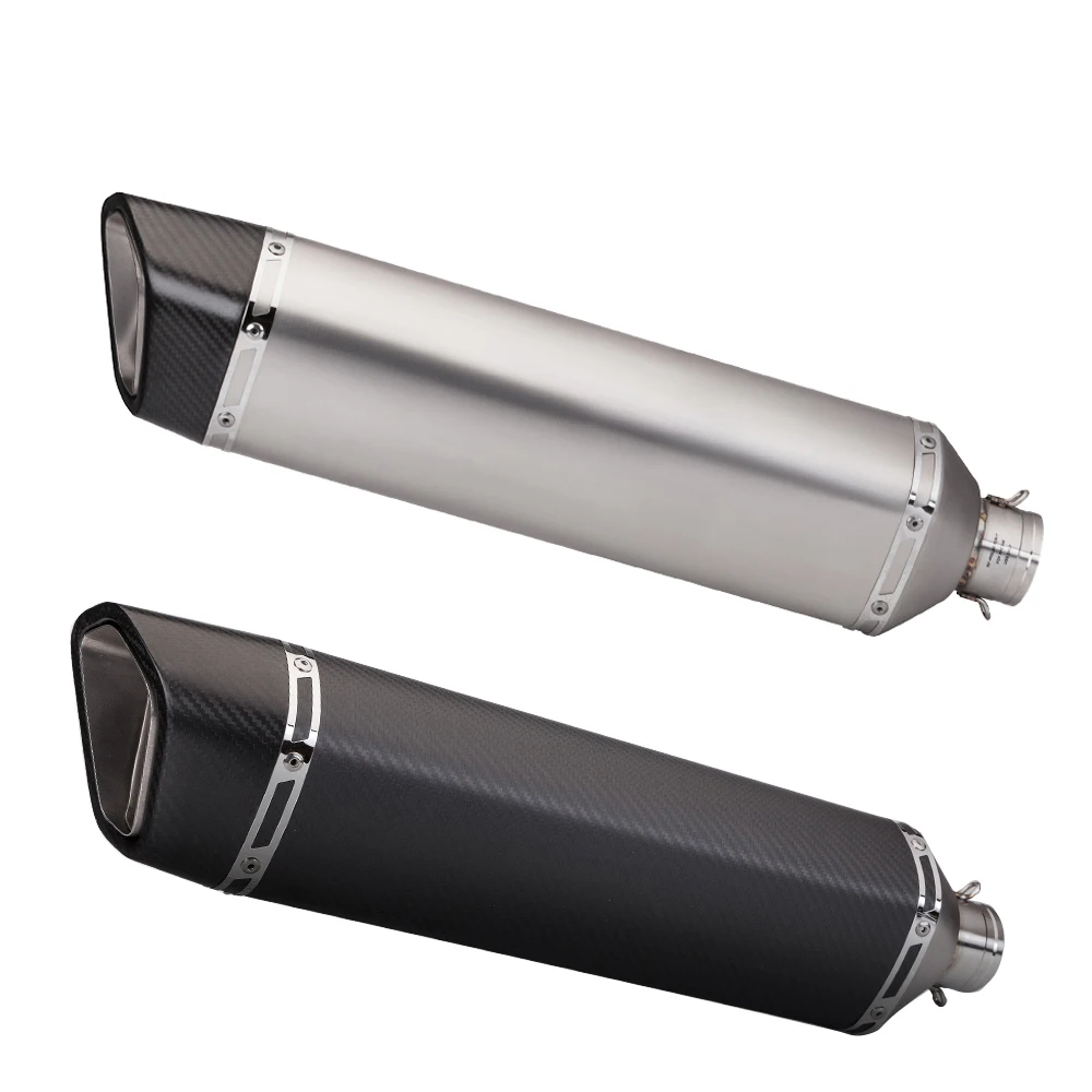 Slip-on 51mm Universal Motorrad Carbonfaser Auspuff Endschalldämpfer 570mm für PCX Z900 Z400 S1000RR ZX10R FZ6 MT09 ZX6R
