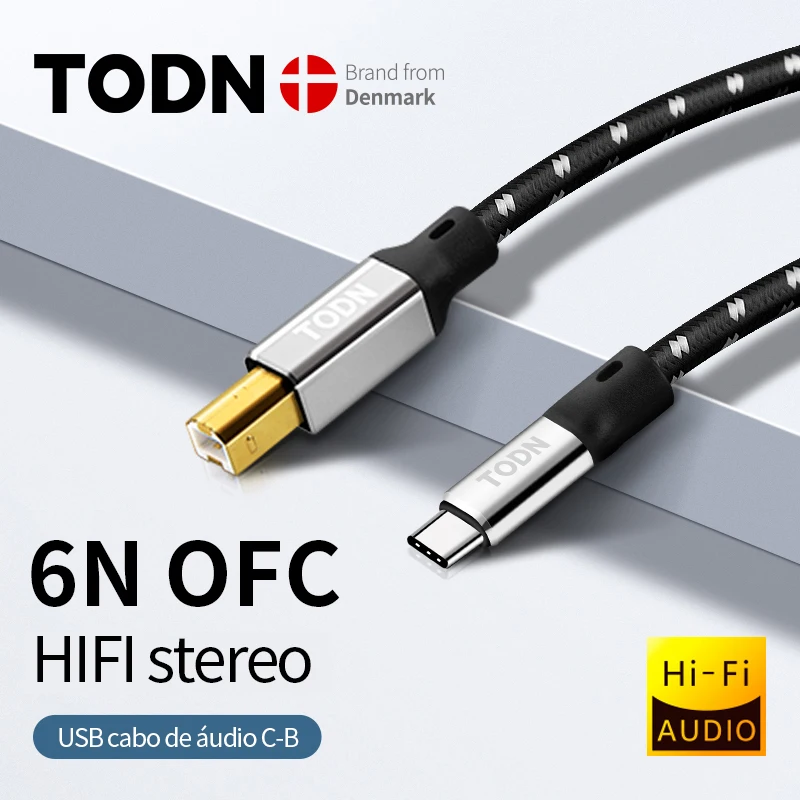 Cabo Digital OFC para Celular, Cabo USB Dac, Tipo C para Tipo B, Cabo Estéreo HiFi, Cabo de Dados, Áudio, 6N