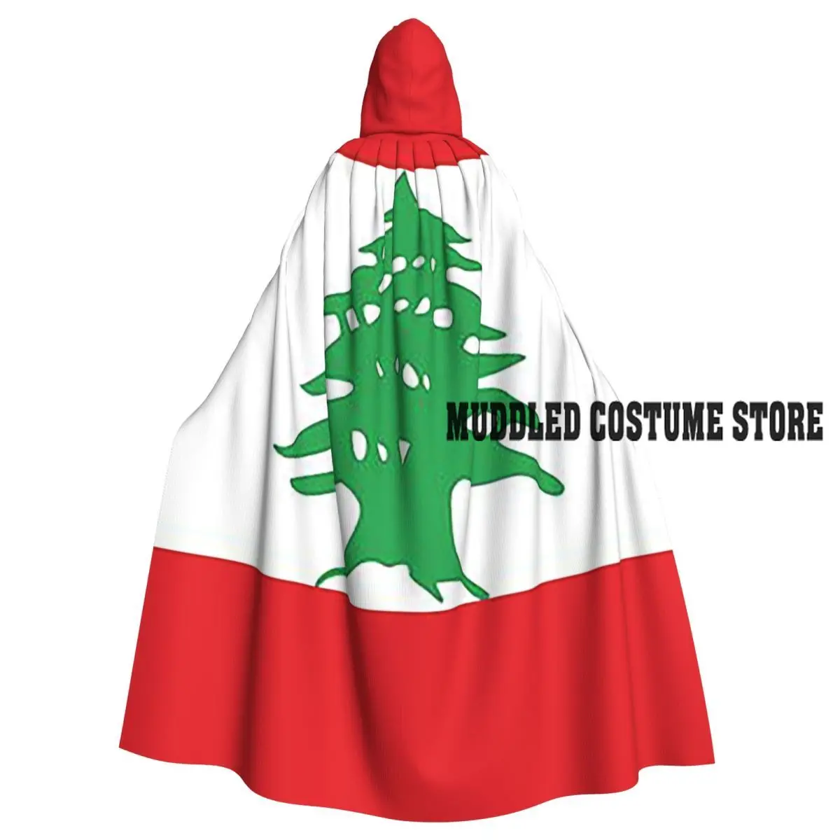 

Flag Of Lebanon Long Hooded Cloak Witch Medieval Costume Cosplay Cape HalloweenCoat Adult Unisex