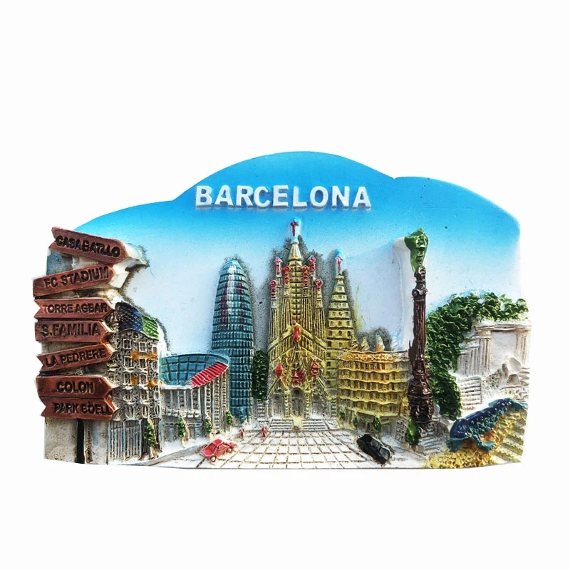 Spain Barcelona Fridge Magnets Tourist Souvenir Decoration Articles Handicraft Magnetic Refrigerator Stickers Collection Gifts