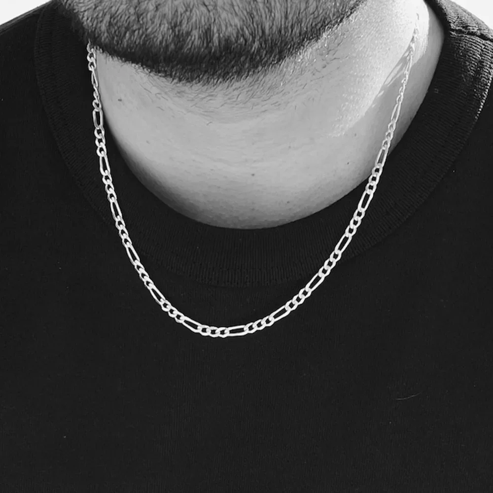 2-12mm Figaro Chain for Men Women, 925 sterling silver Cuban Link Chain,Gold Color Solid Metal Choker,Simple Basic Unisex Collar