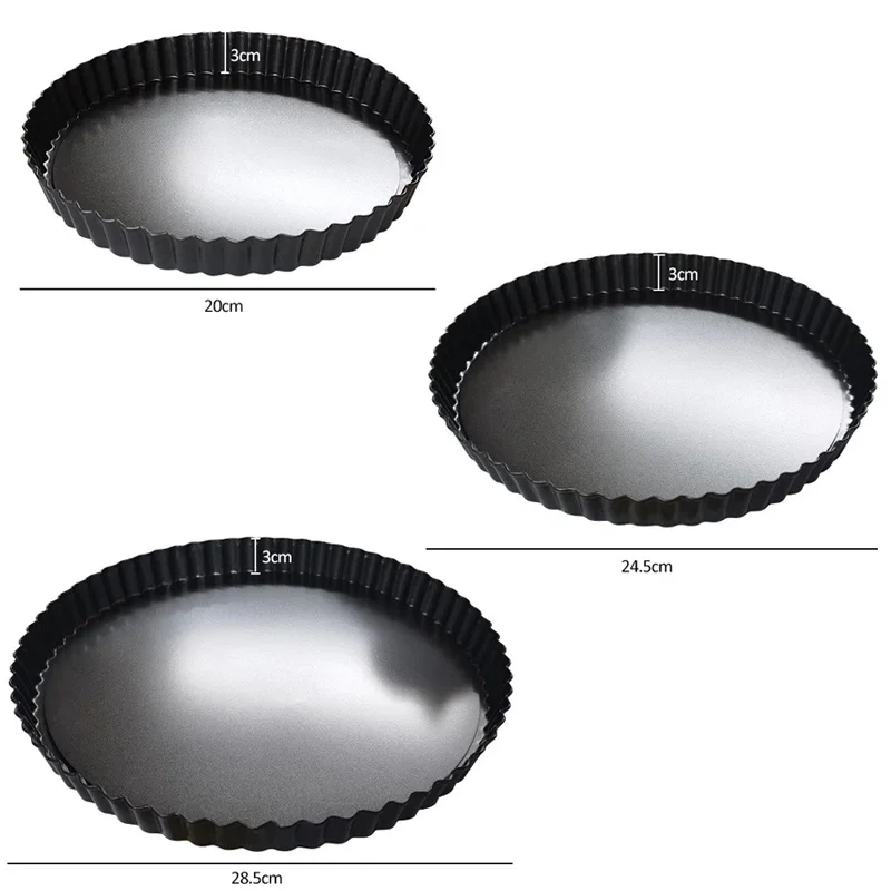 Non-Stick Tart Quiche Flan Pan Molds Pie Pizza Cake Round Mould Removable Loose Bottom Fluted Heavy Duty Pie Pan Bakeware