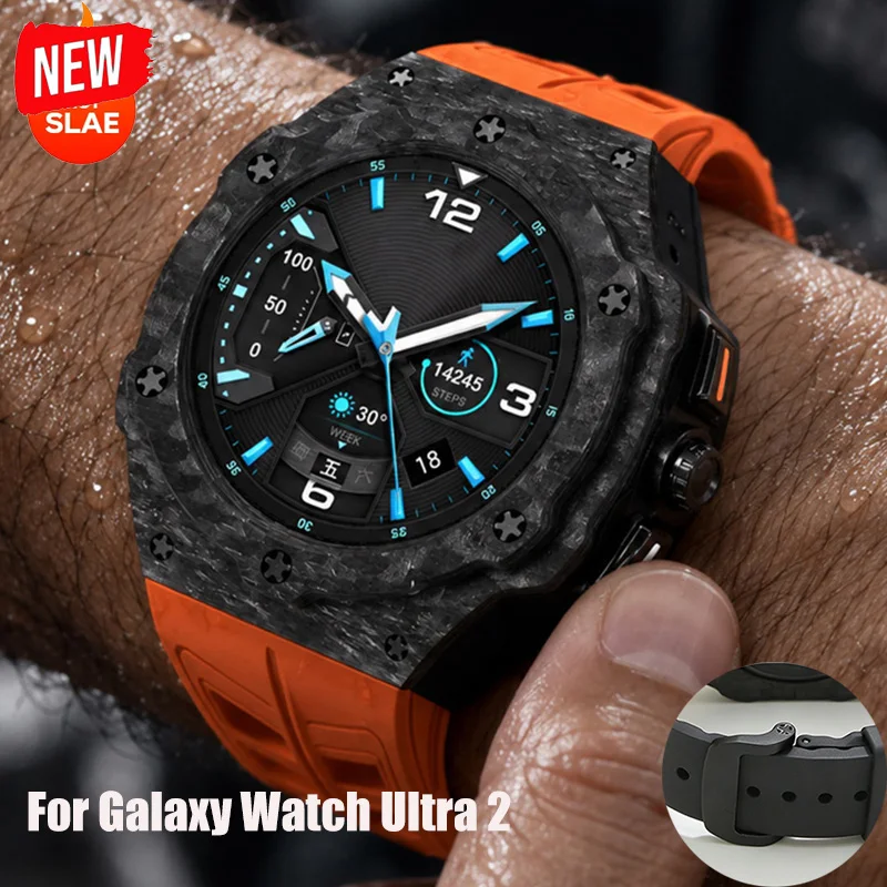 Luxury Mod kit for Samsung Galaxy Watch Ultra 2 Carbon Fiber Case Strap for Galaxy Watch Ultra 2026 Rubber Band Accessorie