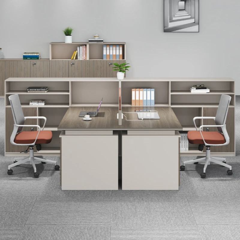 simple modern office desk with screen multifunctional cabinet Computer desk high quality escritorios de ordenador furniture