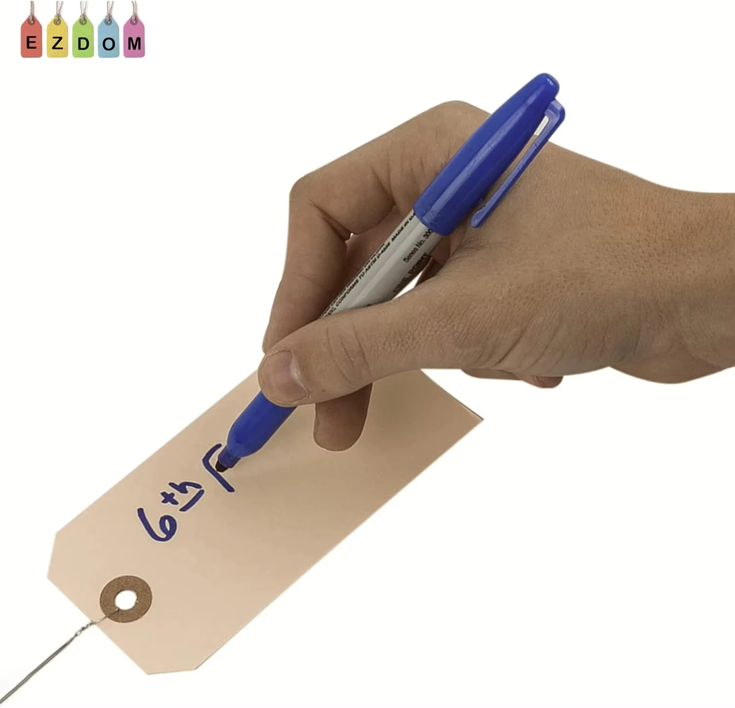 Recyclable Label Tags with Wire Box of 100 Blank Labels with Reinforcement Holes and Metal Wire Ties, Labels with Wire