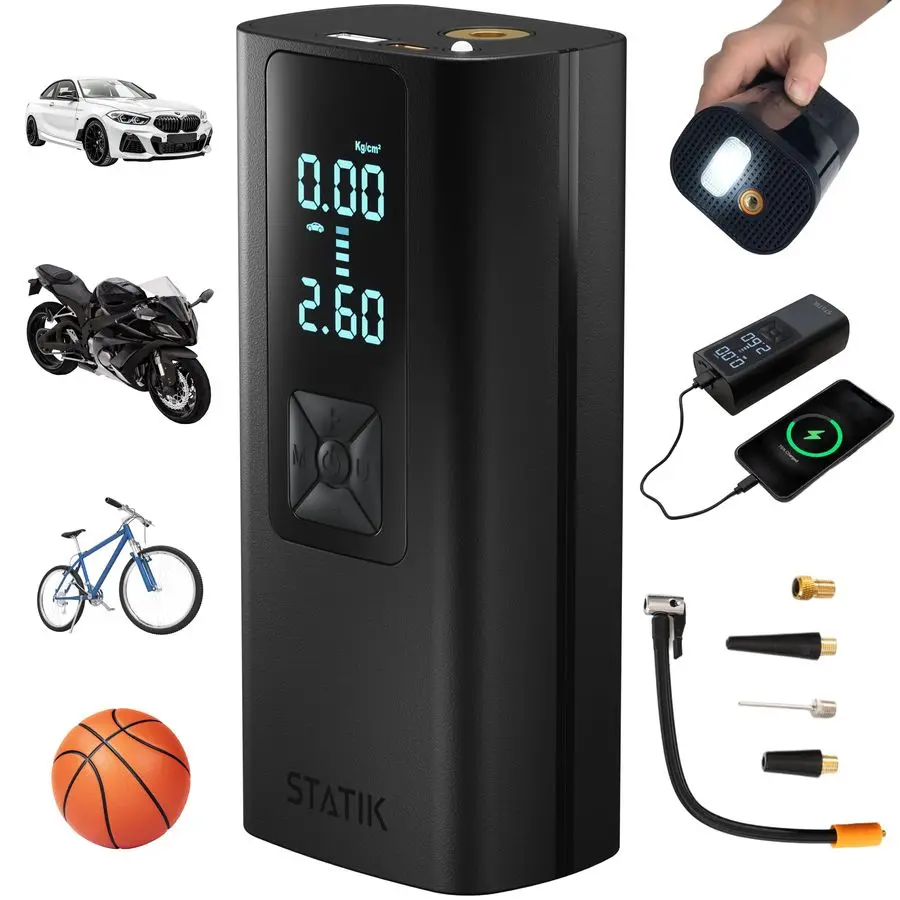 

Портативный автомобильный компрессор TireHero для накачки шин, 150 PSI, электрический воздушный насос для мячей, велосипедов, надувных изделий, сапбордов, и т.д.