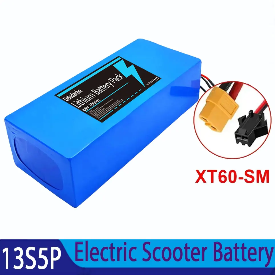 18650 batterijpakket geschikt voor 500-1000W motor 13S5P 48V 100000mAh oplaadbare lithiumbatterij, ingebouwd intelligent BMS