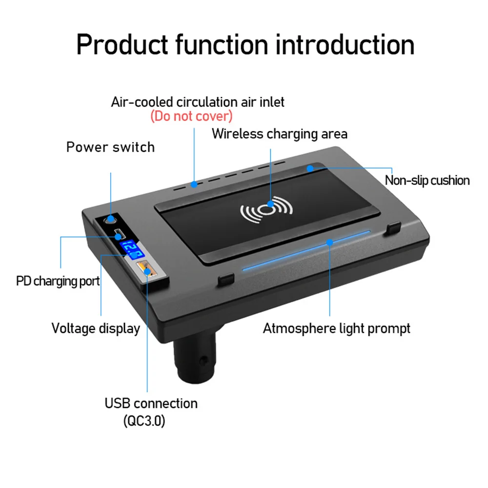 15W Car Wireless Charging For Audi A6 A6L A7 C8 2019 2020 2021 2022 2023 2024 Fast mobile phone wireless charging board USB Plat