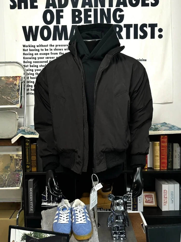 

American Sle Thiened Cotton Pilot Jaet Men's Winter ort Coat Warm Stand Collar Zipper Closure Side ket Pure Color