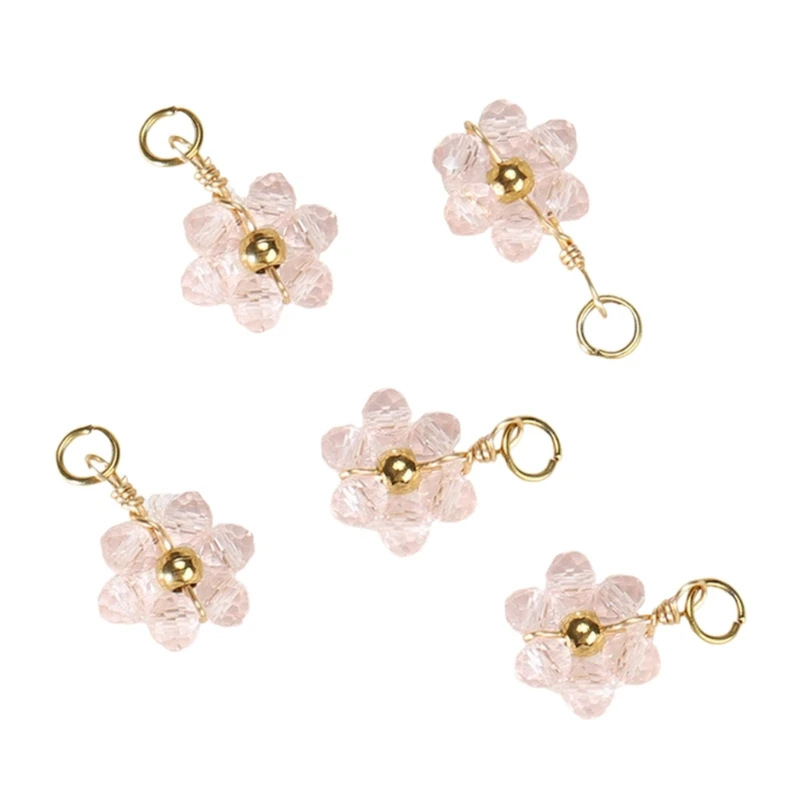 Y4QE Stylish Crystal Bead Necklace Pendant Beautiful Crystal Flower Bead Adornment Stylish Accessory for Jewelry Making