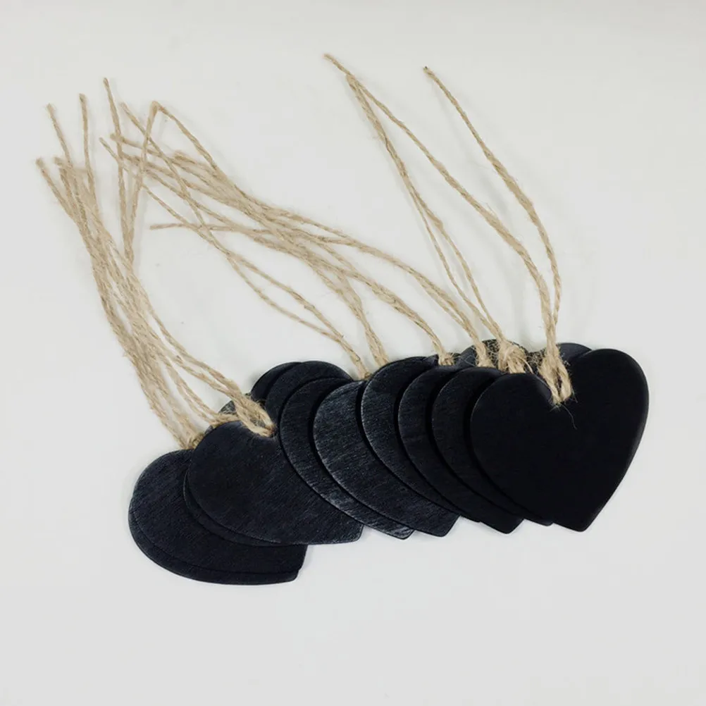 20Pcs Heart Shape Wooden Tag Double Sided Smooth Finish 65x65mm Blackboard Design for Wedding Party Gift Decoration