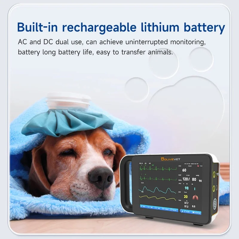 7 Inch Touch‑Screen Multi‑parameter Portable Veterinary Vital Signs Monitoring Instrument