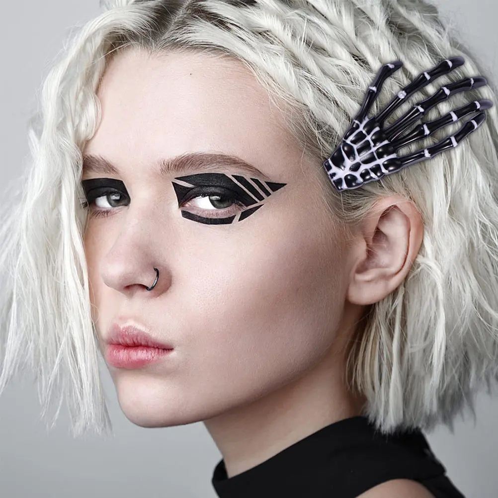 

8pcs H Bone Hair Clips Black White Halloween Headdresses Decorative Durable Non Deformation Long Lasting Creative