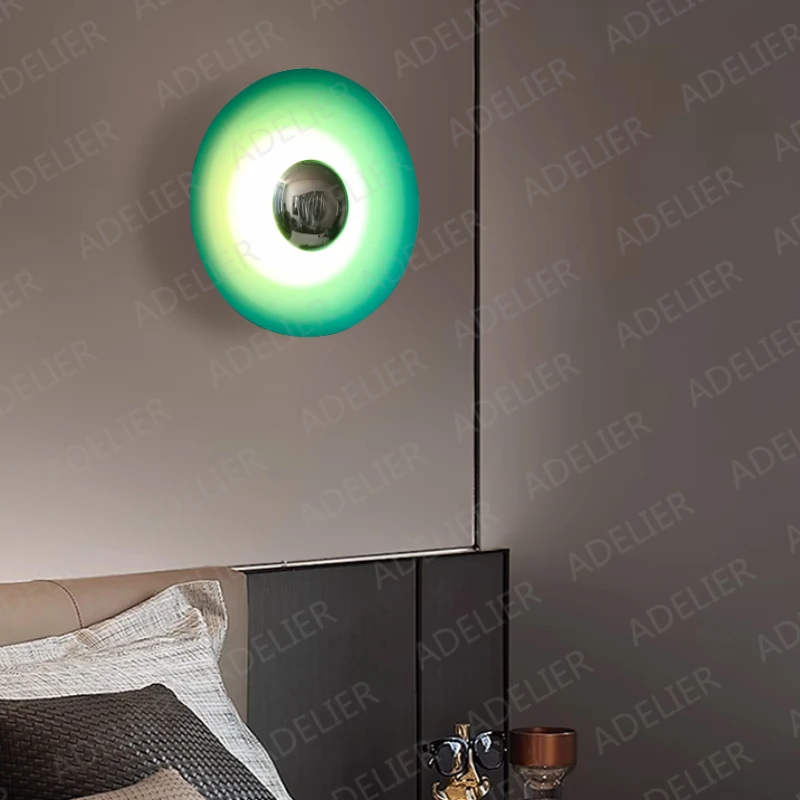 Round flying saucer color wall lamps simple bedroom bedside lamp living room TV background wall decorative lamp