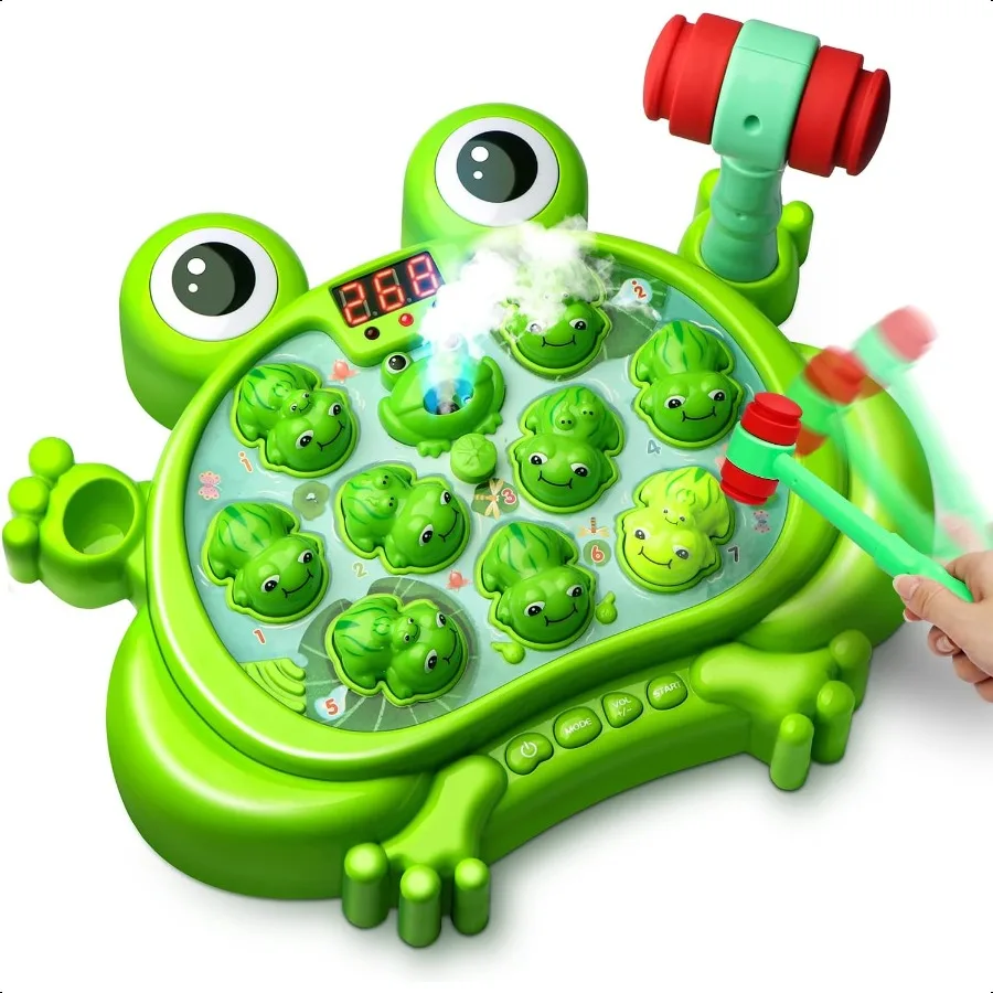 

HopeRock Toys for 2 3 4 5 Year Old BoyToddler Toys Age 24 Whack A Frog Game with 5 Modes 45 Levels 9 Music Spray and Lightup Ba