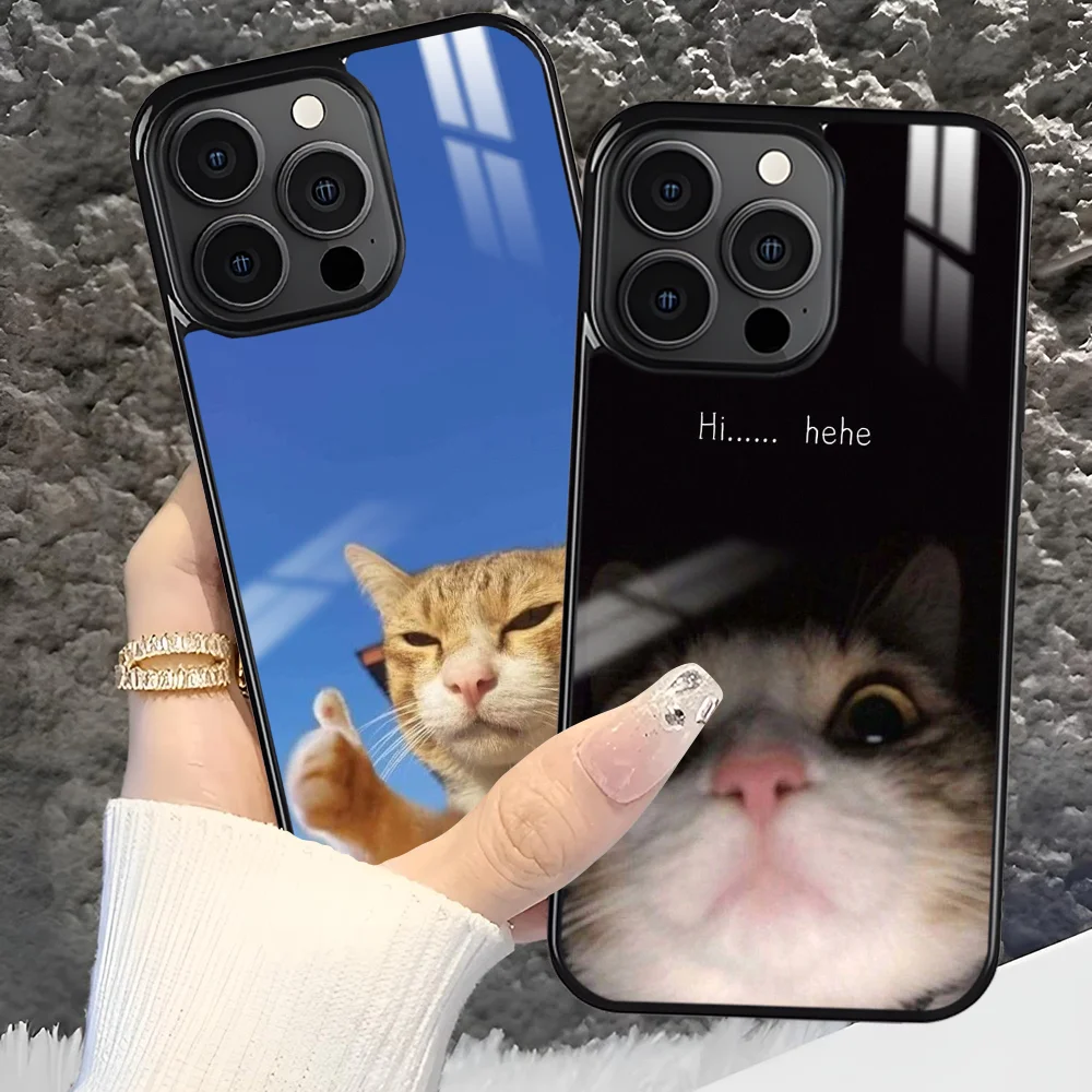 

Pet Cat Funny memes Phone Case For iPhone 16 15 14 13 12 11 Pro Xs Max Mini Plus Antislip Shockproof Hard Funda